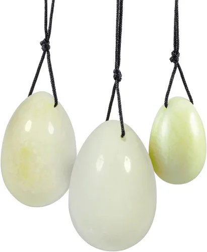 Miniatura 9 de TUMBEELLUWA Yoni Huevo de cristal curativo 3 piedras de masaje perforadas para mujeres para entrenar músculos pélvicos ejercicio Kegel, obsidiana #1