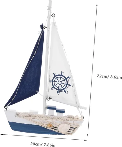 Miniatura 7 de ARTIBETTER Decoración Vela Adornment Escritorio Velero Ornamento Estilo Náutico Velero Modelo Mediterráneo Náutico Barco Modelo LED Madera Oficina
