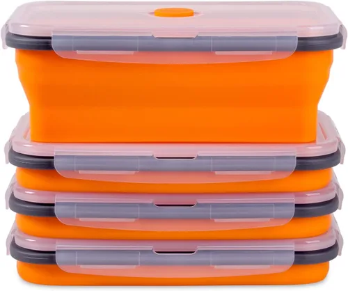 Miniatura 26 de Recipientes plegables extra grandes para almacenamiento de alimentos con tapa y ventilación de aire, 58 oz, paquete de 4, recipiente plegable XL