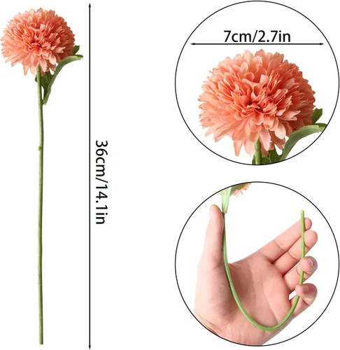 Miniatura 3 de CCINEE 12 flores artificiales de otoño, bola de crisantemo, arreglo floral de seda otoñal, ramo de flores falsas, hortensias de tallo largo