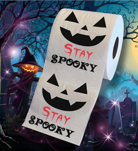 Miniatura 2 de Printed TP Halloween Stay Spooky - Papel higiénico impreso para regalo de broma, rollo de papel higiénico aterrador para sorpresa, broma, divertido