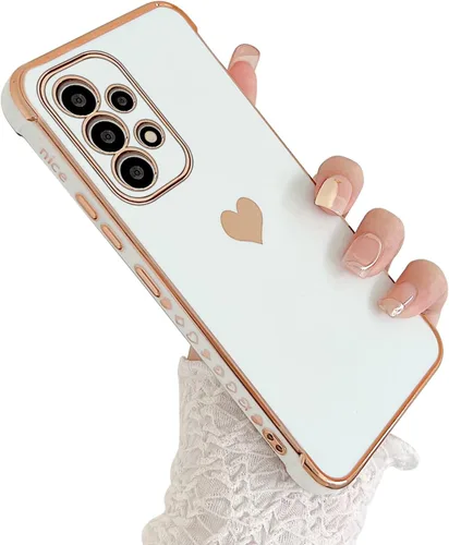 Miniatura 29 de phylla Funda de teléfono compatible con Samsung Galaxy A12 de 6.5 pulgadas, lindo corazón chapado en oro, elegante funda de lujo para mujer