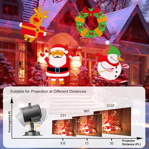 Miniatura 6 de Proyector de luces de Navidad de Halloween con 4 grandes patrones, para exteriores, 29 efectos, luz de proyector de vacaciones al aire libre 2 en 1
