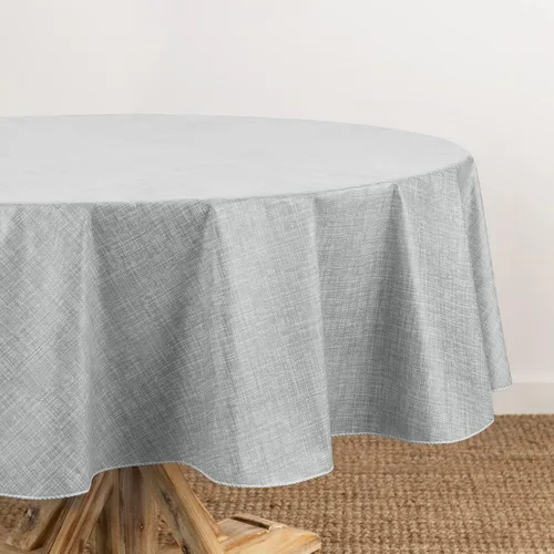 Miniatura 13 de Elrene Home Fashions - Mantel de vinilo con respaldo de franela inspirado en lino Monterey, resistente al agua y a las manchas, 52 pulgadas X 52 Azul