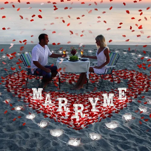 Miniatura 5 de Fumete 4080 Pcs Decoración de Propuesta de Cásate Conmigo con Letras Iluminadas Cásate Conmigo con 72 Velas Románticas en Forma de Corazón 4000