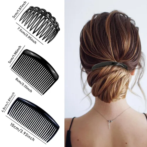 Miniatura 3 de 9 peines laterales para el cabello, estilo francés, de plástico ligero, 11/25/29, pinzas para el cabello para mujeres y niñas (clásico)