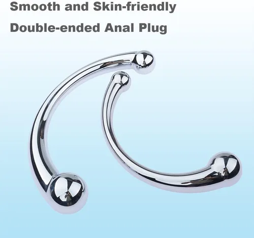 Miniatura 3 de Consolador sexual de doble extremo para masaje, para estimular, fetiche, enchufe anal, consolador de metal curvado de doble extremo, juguete sexual