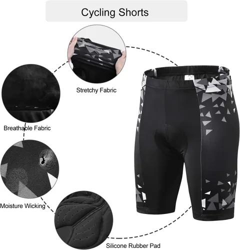 Miniatura 8 de INBIKE Conjunto de camiseta de ciclismo para hombre, camisa de ciclismo transpirable de manga corta con pantalones cortos acolchados