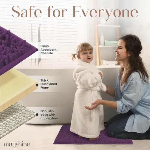 Miniatura 4 de MAYSHINE Alfombra de Baño de Chenilla Afelpada Suave Extra Suave, Súper Absorbente, Alfombra de Baño Antideslizante Microfibra Esponjosa