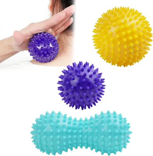 Miniatura 9 de URAQT Bola de masaje con puntas, juego de 3 rodillos duros de bolas de masaje con pinchos, bolas de masaje de terapia física profesional para 3 PZAS