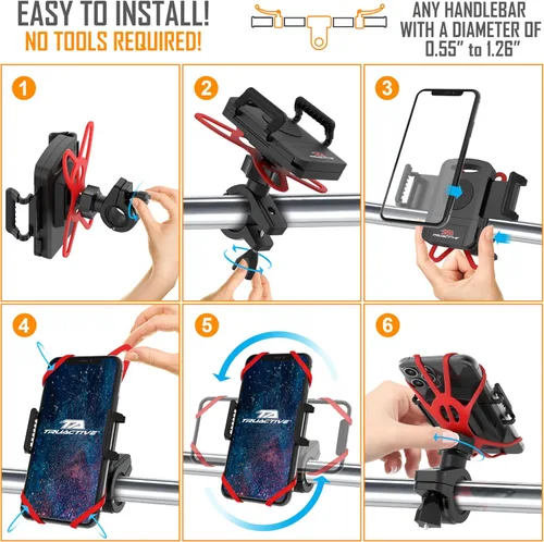 Miniatura 5 de TruActive Soporte Premium para Teléfono de Bicicleta Soporte Universal para Teléfono Celular para Teléfonos de 4"-7" Incluye 6 Bandas