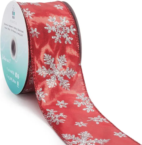 Miniatura 9 de Cinta con alambre de organza con copos de nieve dorados de champán para decoración navideña del hogar, lazo para la parte superior del árbol