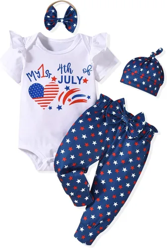 Miniatura 43 de fioukiay Conjunto de ropa de verano para bebés y niñas recién nacidas prematuros, mameluco, pantalones, diadema, conjunto de ropa para el verano