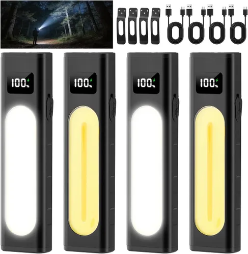 Miniatura 10 de Linternas recargables de alto lúmenes 1800, linterna plana EDC con magnética, linterna de bolsillo de 11 modos súper brillante, luces LED tácticas