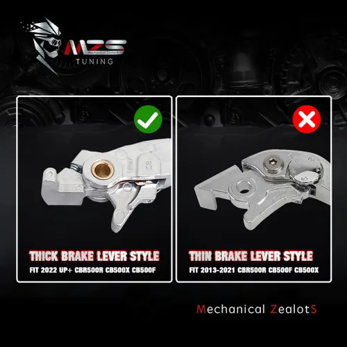 Miniatura 2 de MZS Palancas de embrague/freno cortas para motocicleta, negras, compatibles con CB500F CB500X CBR500R / CMX 300 500 Rebel Fury / VT750 Phantom Negro