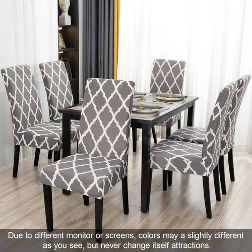 Miniatura 2 de JQinHome Juego de 8 fundas para sillas de comedor, fundas de alta elasticidad extraíbles y lavables, fundas protectoras de asiento para silla