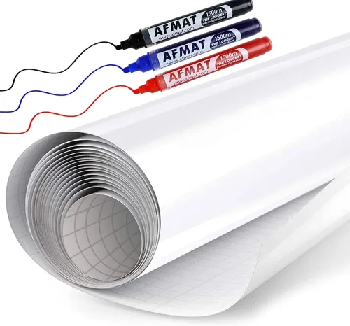 AFMAT Adhesivo de Pizarra Blanca para Pared, 1.44x11 pies Papel Tapiz de Pizarra Blanca Despegar y Pegar, A Prueba de Manchas y Súper Adhesivo