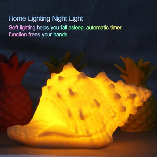 Miniatura 6 de Luz Nocturna de Concha - Luz Nocturna LED Alimentada por Batería para Habitación de Niños, Temporizador de Apagado Automático, Decoración Náutica