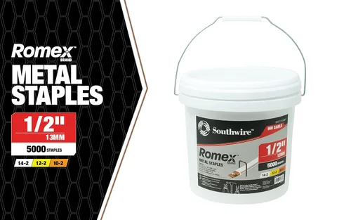 Miniatura 2 de Southwire SMS12-5000BKT Grapas de metal Romex™ de 1/2 pulgada, cubo de 5000 piezas
