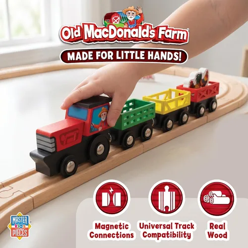 Miniatura 3 de MasterPieces Juego de trenes de madera - Old Macdonald 18 piezas