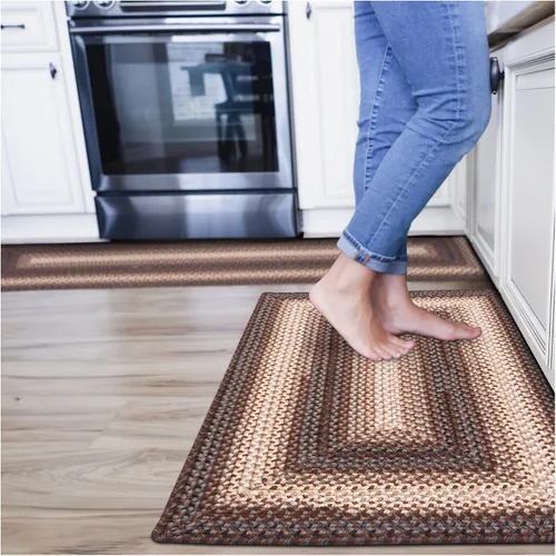 Miniatura 34 de Alfombra ovalada trenzada gris humo de 20 x 30 pulgadas, lavable para interiores y exteriores, decoración campestre para cocinas y entradas
