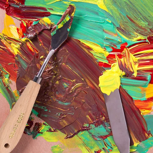 Miniatura 7 de CONDA Juego de 11 piezas de espátulas de acero inoxidable, cuchillo de paleta profesional, mango de madera para pintura
