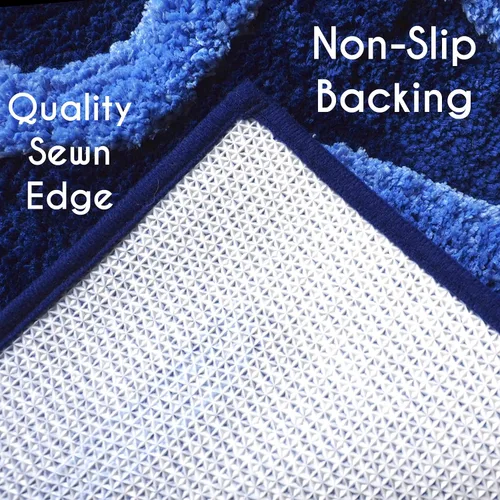 Miniatura 6 de Evovee Alfombra de baño con texto en inglés «Get Naked», divertida y bonita, antideslizante, lavable y con texto en inglés «Get Nake», color azul