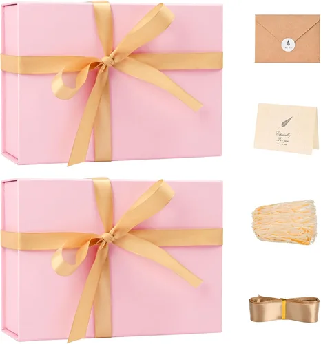 Miniatura 7 de LIFELUM Square Gift Box with Magnetic Lid, Card, Sticker, Ribbon, Shredded Paper Filler for Business, Wedding, Birthdays