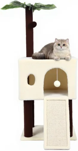 Árbol de gato de 41 pulgadas para gatos de interior, torre de gato con tablero de rascar, casa de actividad moderna para gatos grandes, condominio