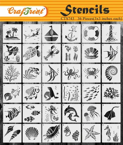 Miniatura 6 de CrafTreat Plantillas reutilizables con estampado de animales (6 x 6), plantillas de pastel y pared para pintar en madera, tela, azulejos, suelo