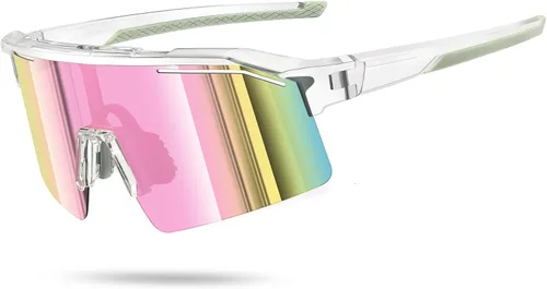 Gafas de sol deportivas para hombres y mujeres irrompibles con protección UV400, gafas de béisbol para correr, ciclismo Rosa