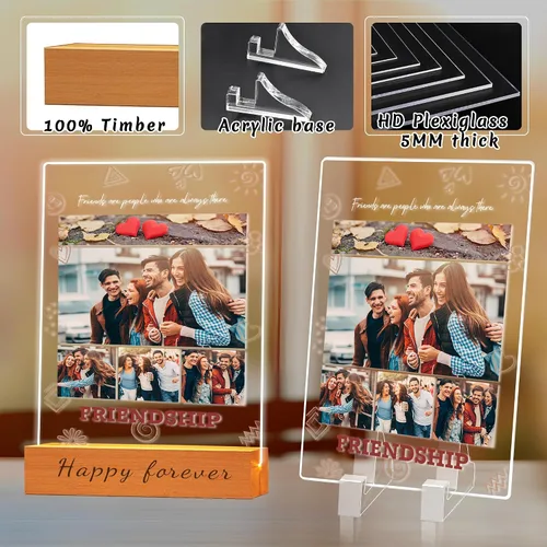 Marco de fotos acrílico personalizado con foto, regalo personalizado de aniversario para parejas para mujeres y hombres, placa acrílica