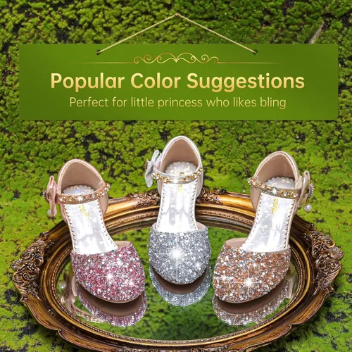 Miniatura 6 de Sandalias para niñas, tacones cerrados, para bodas, fiestas, niñas, zapatos de vestir para niñas pequeñas y grandes