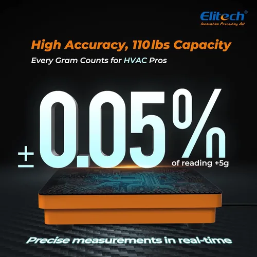 Miniatura 3 de Báscula Elitech LMC-100F+ de carga para refrigerante, 110 libras, de alta precisión, para Freon, para calefacción, ventilación y aire acondicionado