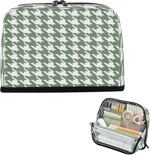 Estuche para lápices de gran capacidad Estuche cosmético portátil organizador de escritorio para hombre grado escolar clásico verde blanco pata de
