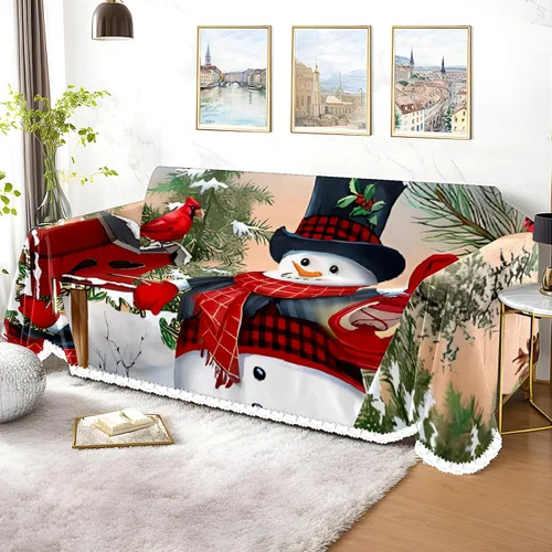 Miniatura 3 de Funda de sofá con estampado de muñeco de nieve de Navidad, fundas de sofá para sillón, funda resistente a las manchas, protector universal de muebles