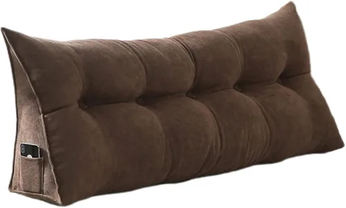 Miniatura 13 de Almohada de lectura extragrande para cabecero, almohada triangular de apoyo para la espalda, almohada extraíble de terciopelo para cabecero