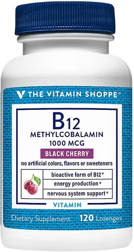 The Vitamin Shoppe Vitamina B12 1,000MCG - Producción de energía, sistema nervioso y apoyo de glóbulos rojos, vitamina B diaria