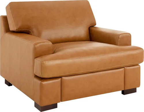 Naomi Home Siggy - Silla decorativa de piel auténtica de 400 libras de capacidad, relleno de cojín de plumas de ganso para comodidad similar a una