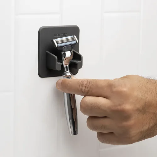 Miniatura 2 de TOOLETRIES The Mason Razor Holder - Soporte de silicona para ducha y baño, organizador de maquinilla de afeitar montado en la pared con residuos