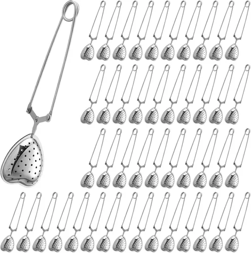 Roshtia Infusor de té de corazón para difusores de té de hojas sueltas, filtros de acero inoxidable, cuchara para regalo de fiesta en el hogar, 50