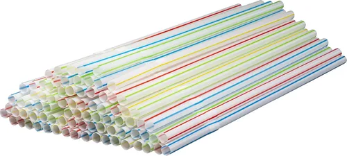 Miniatura 4 de Paquete de 500 popotes desechables de plástico flexible a rayas, 8 pulgadas de alto, varios
