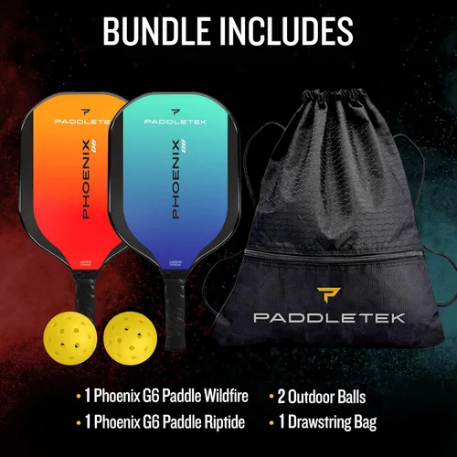 Miniatura 6 de Paddletek Phoenix G6 - Paleta de pickleball profesional con núcleo de panal, superficie de policarbonato, núcleo de policarbonato de grafito y Rojo