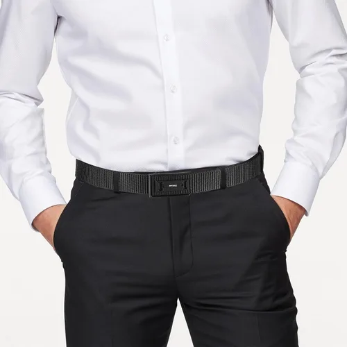Miniatura 6 de Cinturón de trinquete para hombre, cinturón táctico de nailon con hebilla de clic automática, cincha extra gruesa de 1.3 pulgadas (negro)