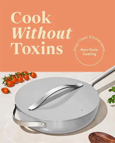 Miniatura 2 de Caraway Sartén antiadherente de cerámica con tapa (4.5 cuartos de galón, 11.8 pulgadas), no tóxico, sin PTFE ni PFOA, apto para horno y compatible