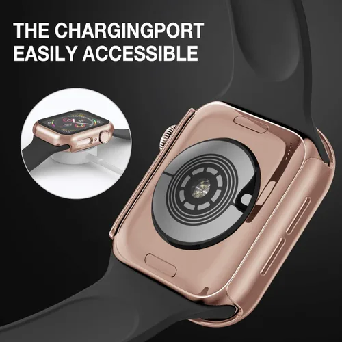 Miniatura 3 de Funda compatible con Apple Watch de 1 1⁄2 pulgadas (38 mm), Series 3/2/1, con protector de pantalla de vidrio templado incorporado, carcasa Oro rosa