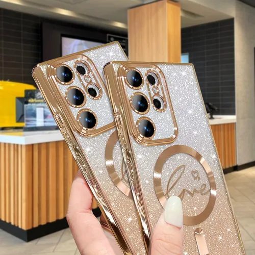 Miniatura 86 de ZONRW - Funda para Samsung Galaxy S22 Ultra magnética, para mujeres y niñas, cubierta trasera suave, lujosa, con corazón de amor, bling, degradado