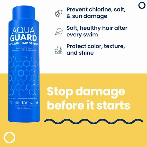 Miniatura 2 de AQUA GUARD Defensa del cabello antes de nadar Tamaño familiar, resultados familiares Previene daños por cloro + suaviza el cabello mientras