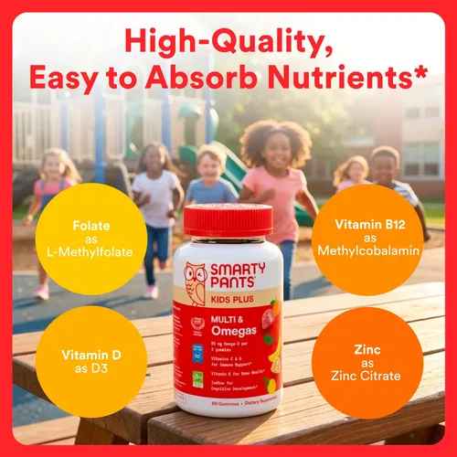 Miniatura 5 de SmartyPants Gomitas multivitamínicas para niños, fórmula mejorada: Omega 3 (DHA/EPA), vitaminas D3, C, B12, B6, vitamina A, K y zinc, sin gluten