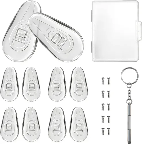 PTSLKHN 5 pares de almohadillas para la nariz para lentes, mejoradas de silicona suave de 0.59 x 0.315 pulgadas, almohadillas para la nariz para